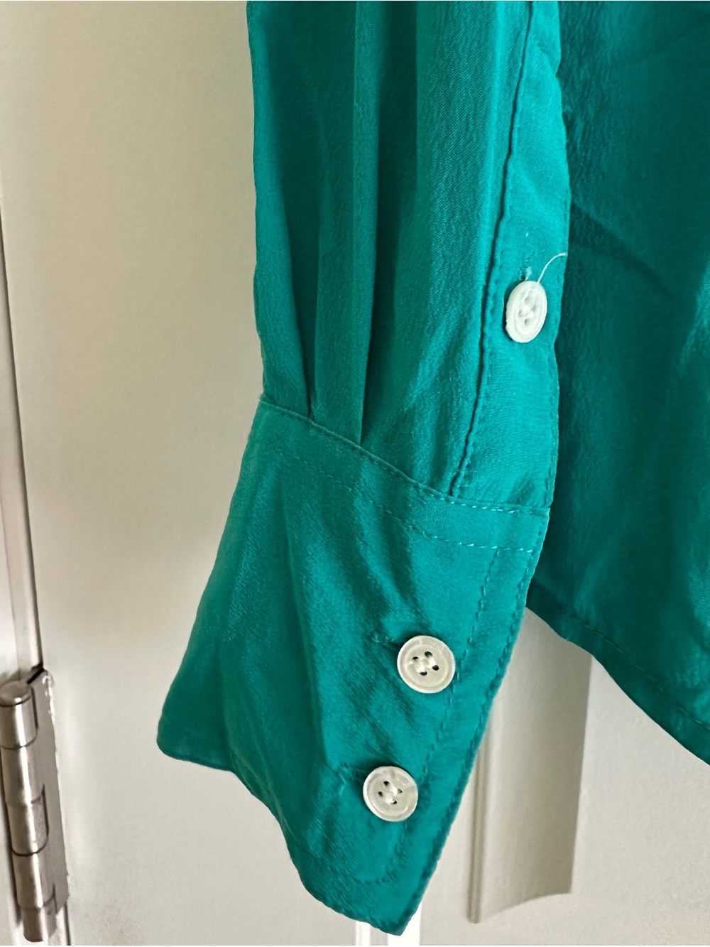 J crew Teal Turquoise Blythe Button Up Silk Blouse Size 4 - Picture 4 of 6